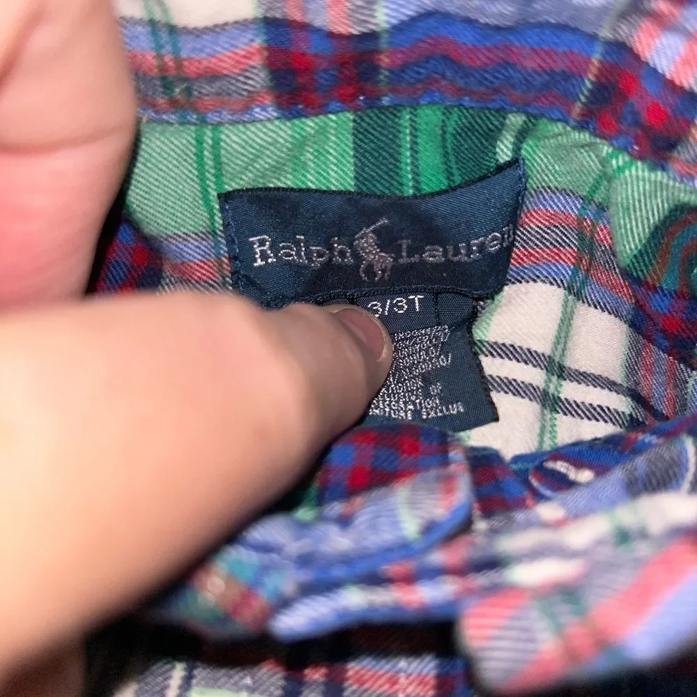2 boys Ralph Lauren plaid button down shirts size 3T